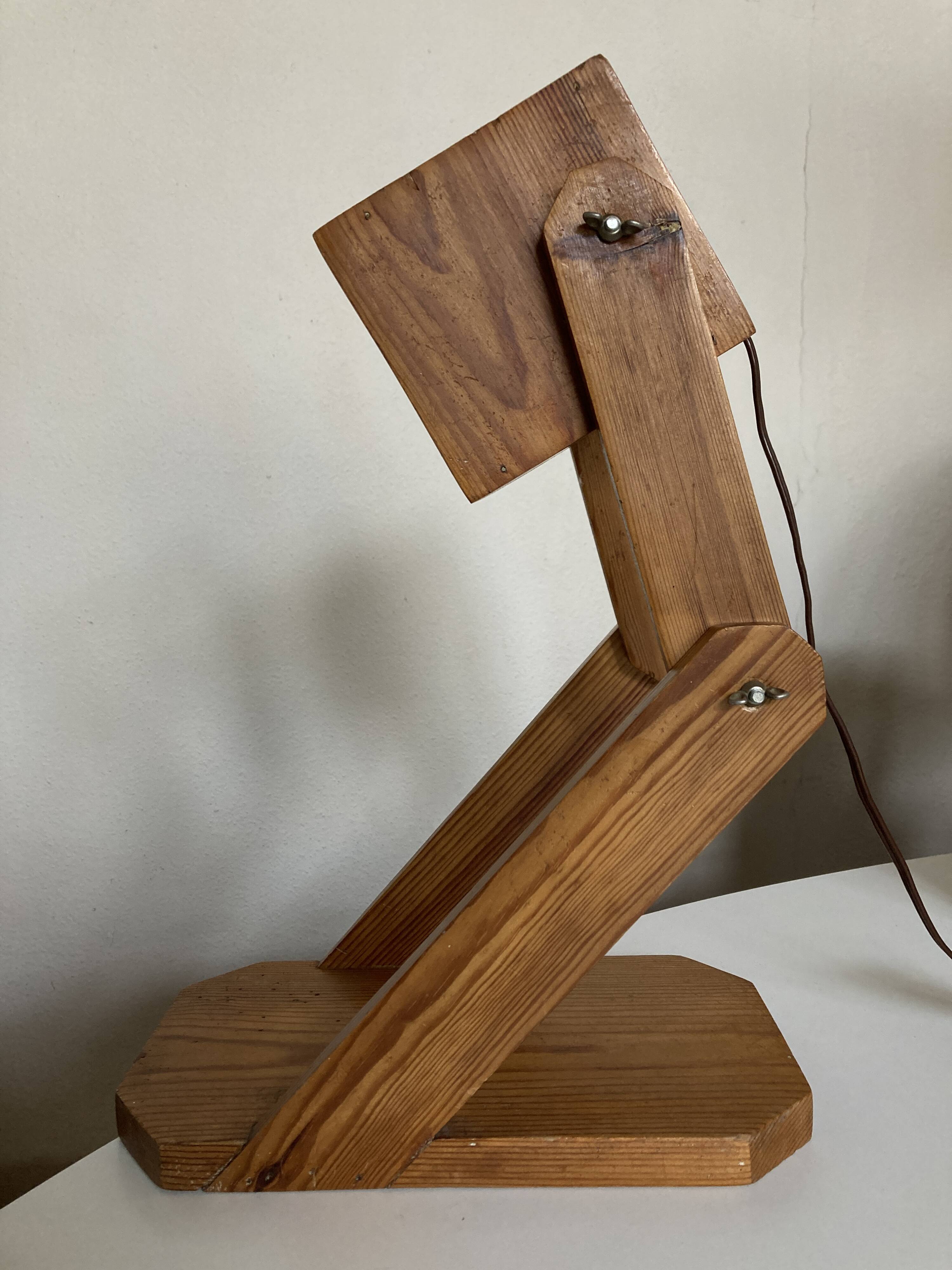 Articulated cocotte lamp in pine wood 1970