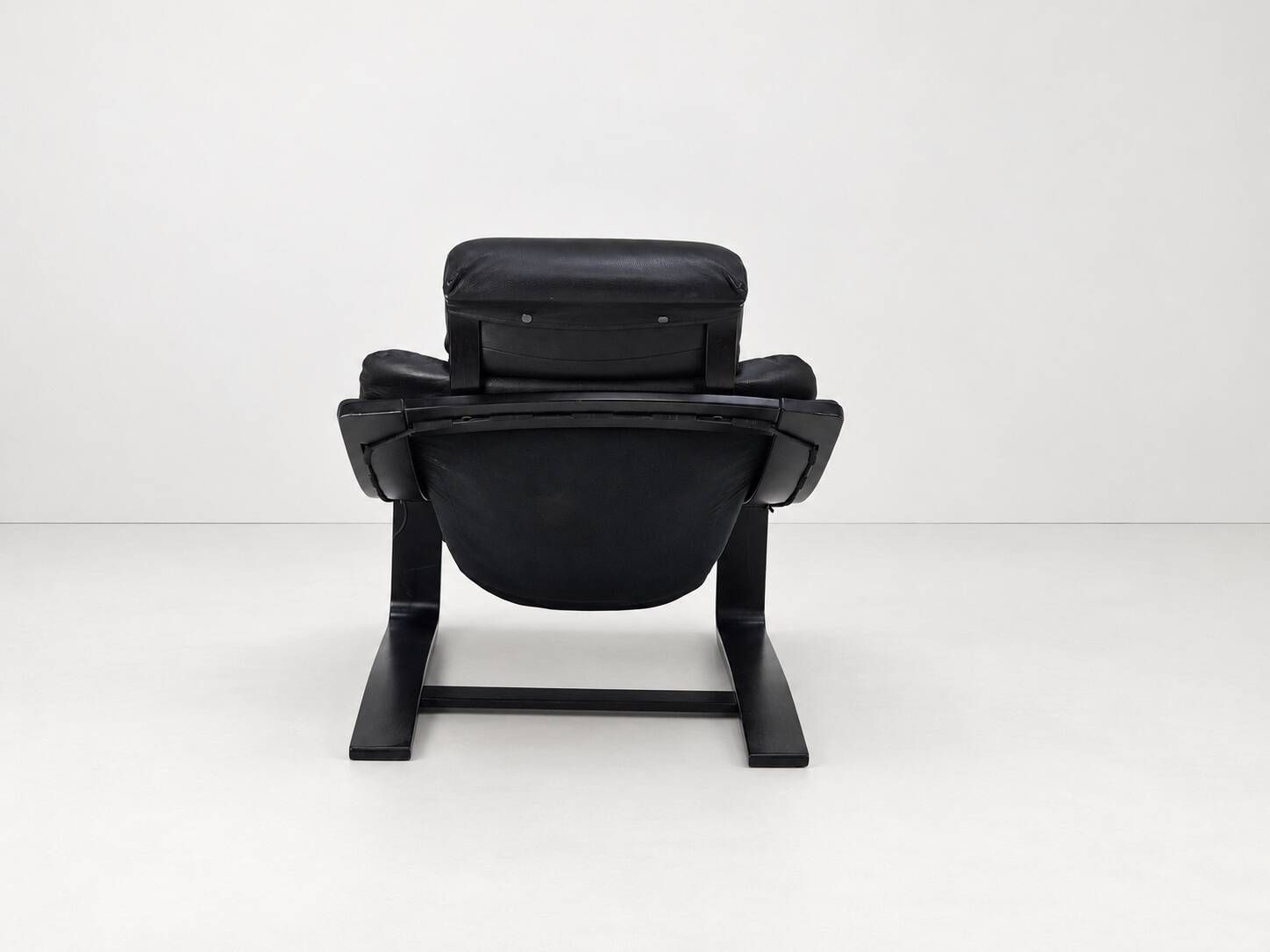 Kroken Armchair in Black Leather by Ake Fribytter for Roche Bobois