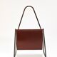 Carl Auböck II Magazine rack Midcentury, brass and brown leather, vintage, Austria