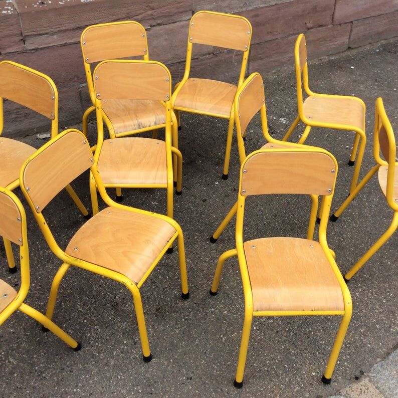 Vintage school children's chair 1970 wood