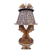 Lattice wood lamp in exotic style from the 1960s.
