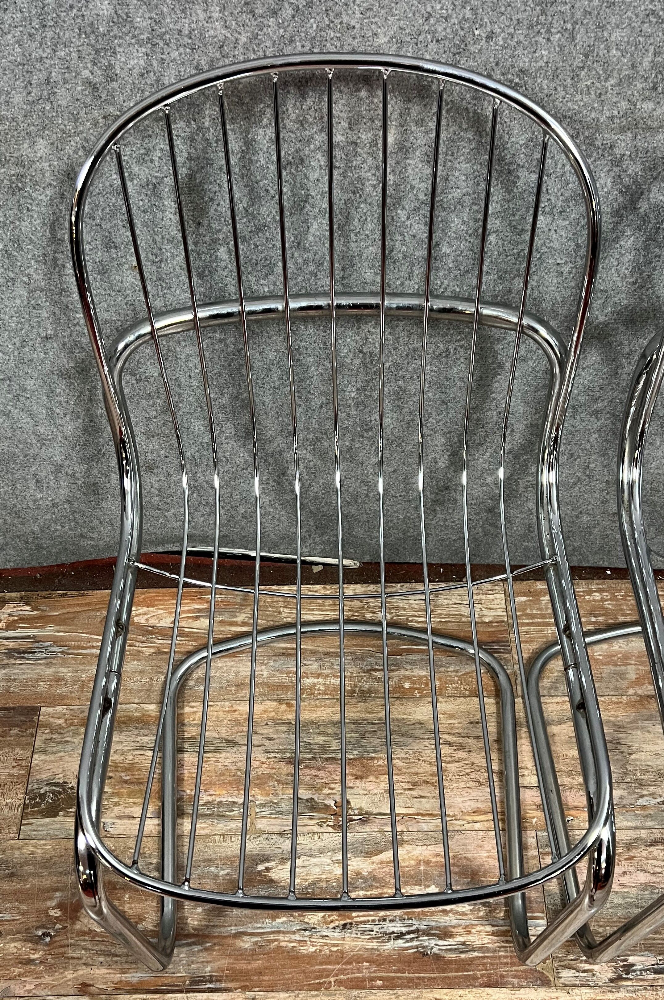 Pair of chromed metal chairs 1970