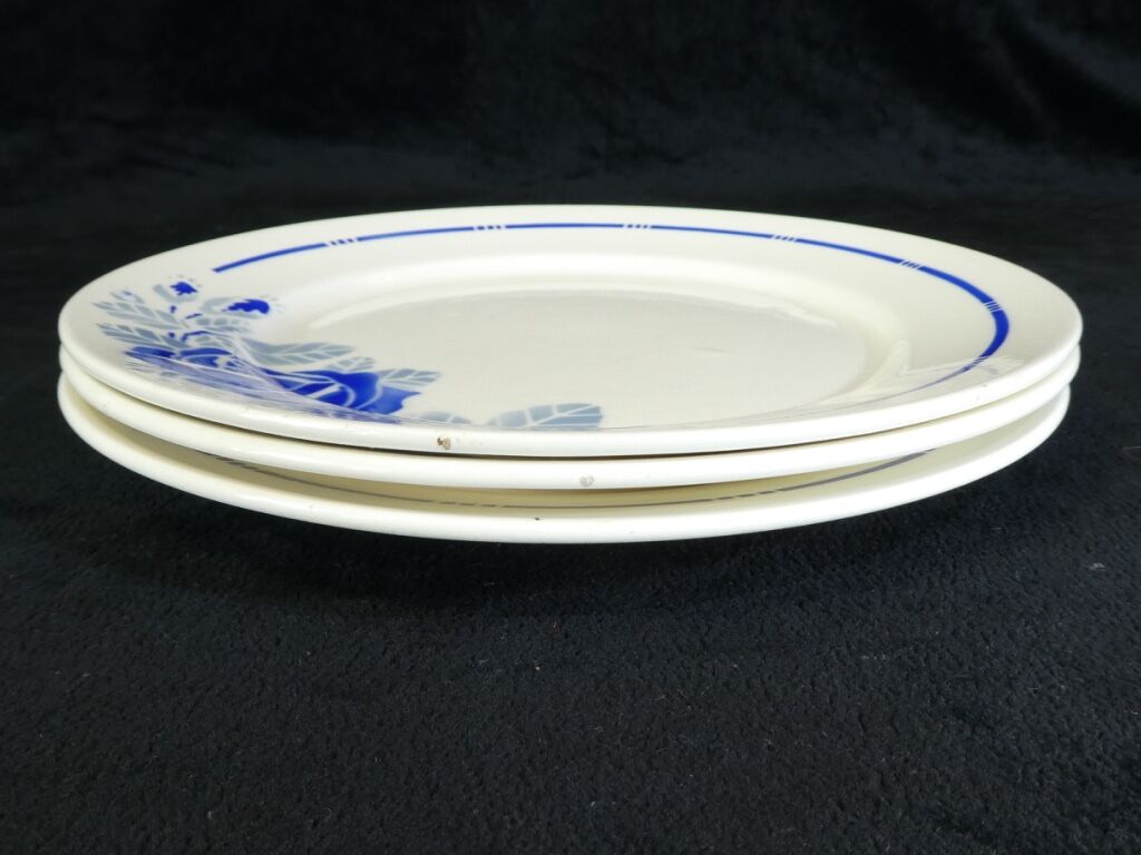 3 flat plates Badonviller model rose no Digoin