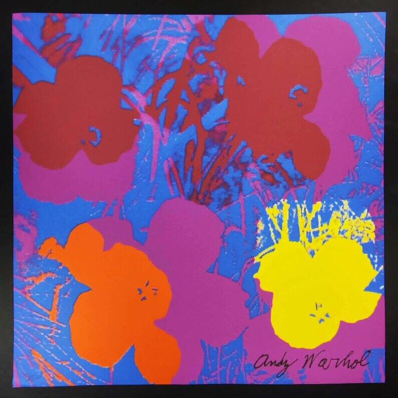 1980s Big Andy Warhol "Flowers" Purple Limited Edition Lithograph.