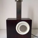 Vintage lamp in exotic wood and stainless steel c.1970