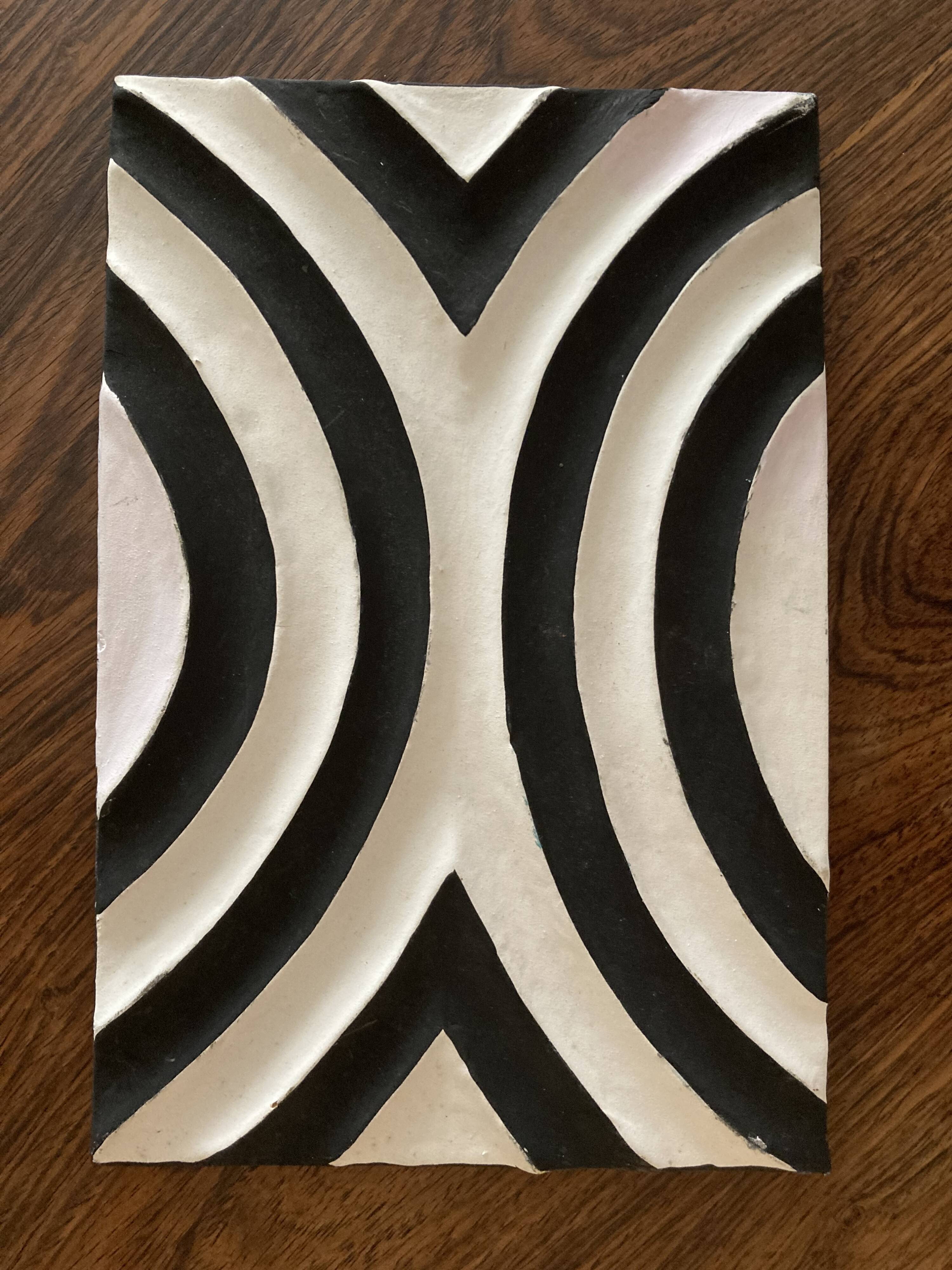 Two Imigongo paintings / panels traditional art from Rwanda