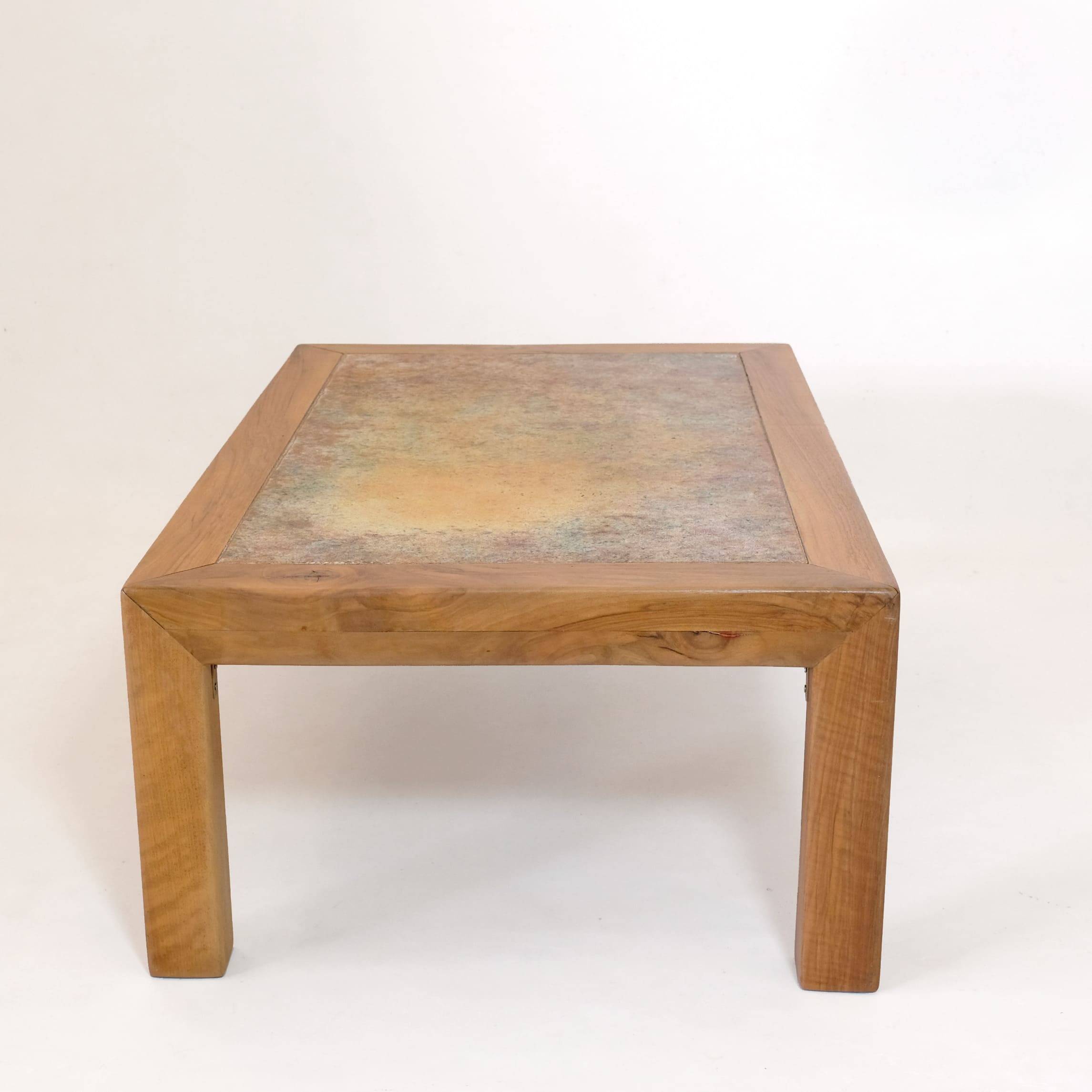 Bernard Buffat, coffee table with ceramic top, 1970s.