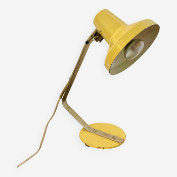Lampe de bureau vintage en métal jaune pâle, 1970