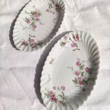 Hollow oval dish and 2 Haviland porcelain bowls, Sylvie model