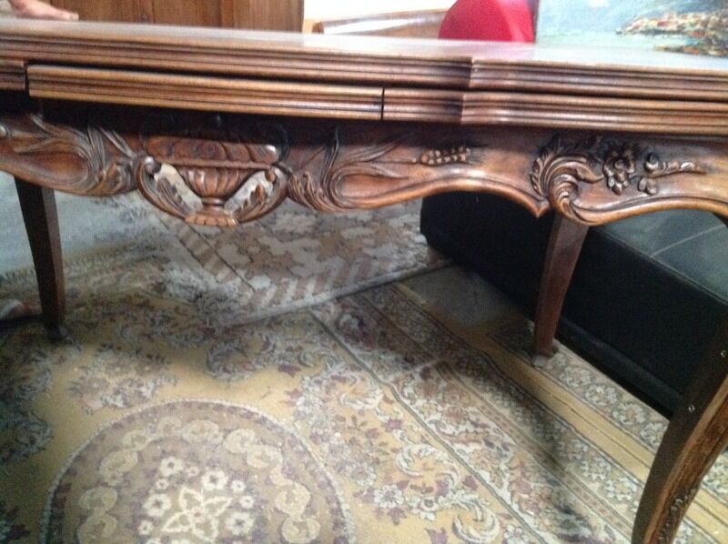 old walnut wood table in louis XV style