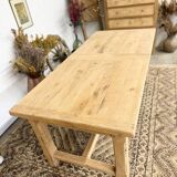 Solid oak farmhouse table with 2 central extensions