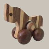 Small marquetry horse on wheels