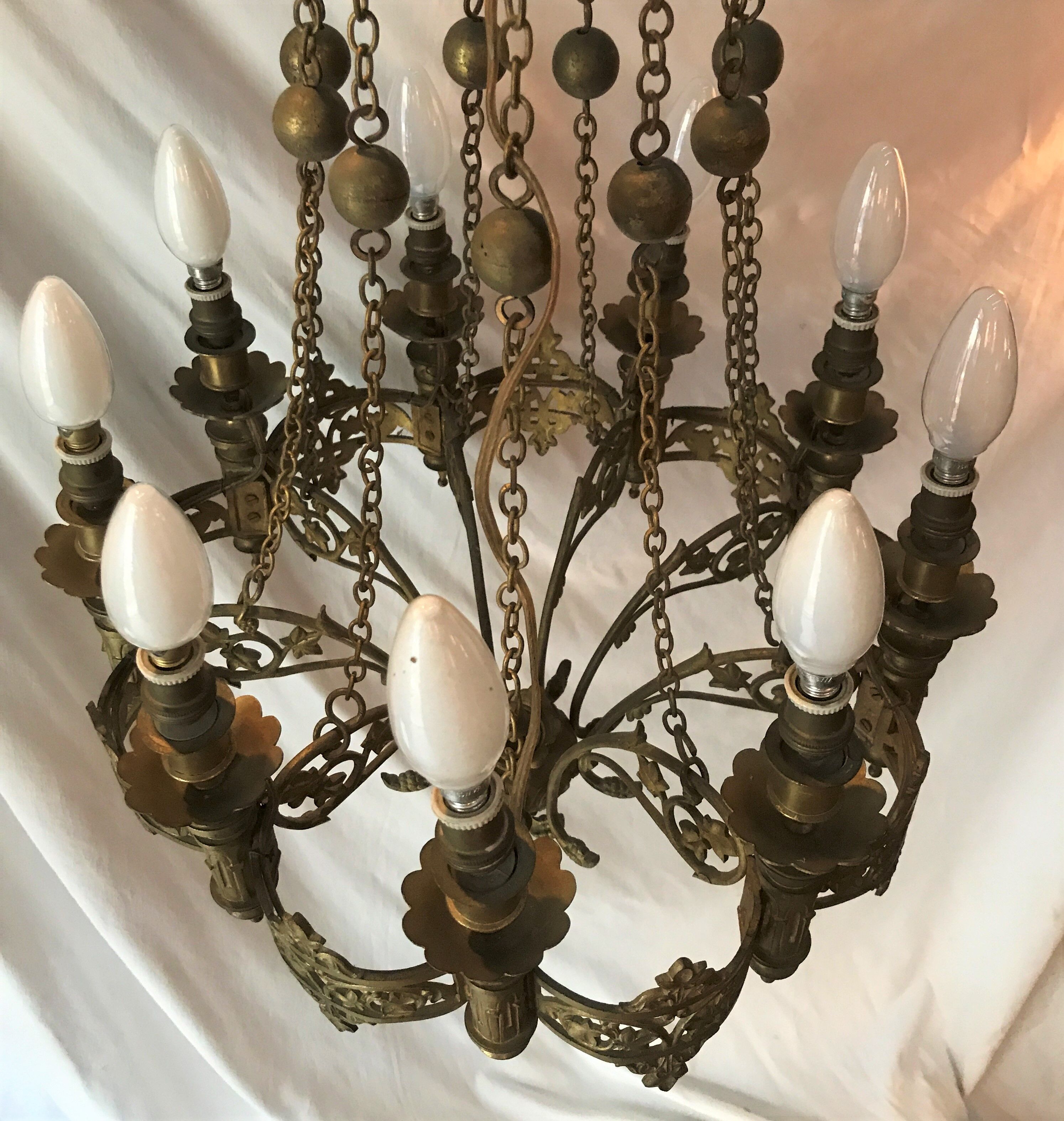 Brass chandelier 9 fires