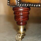 Vintage Chesterfield serpentine luxury sofa in restored leather