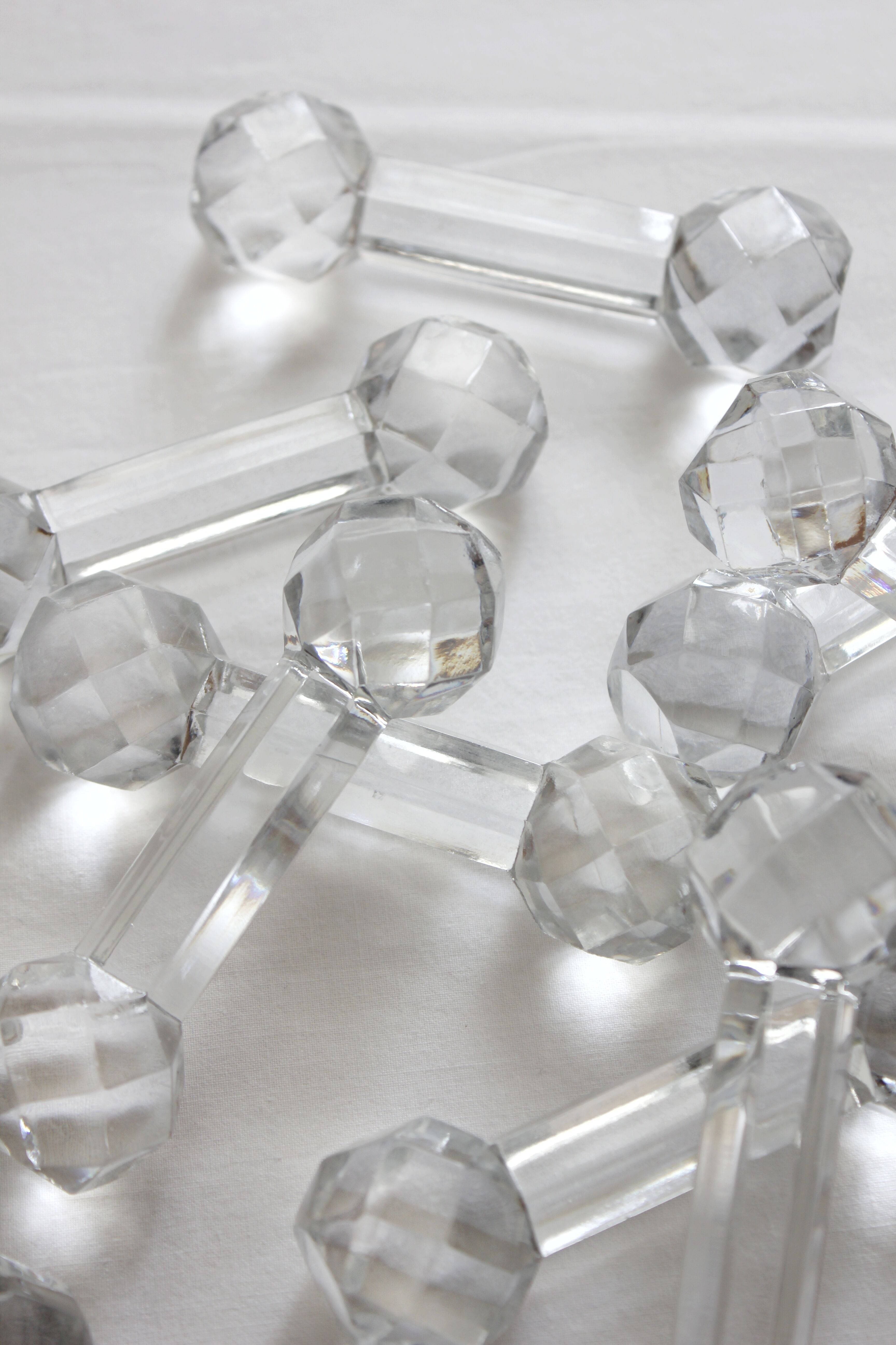 11 vintage faceted crystal knife holders