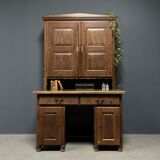 Antique painted pine desk or secretaire with wall unit from Germany late 1800s.