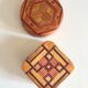 Pair of straw marquetry boxes