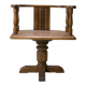 Swivel armchair in carved oak with ball bearings, early 20th century.
