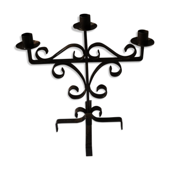Three-branched wrought iron candlestick