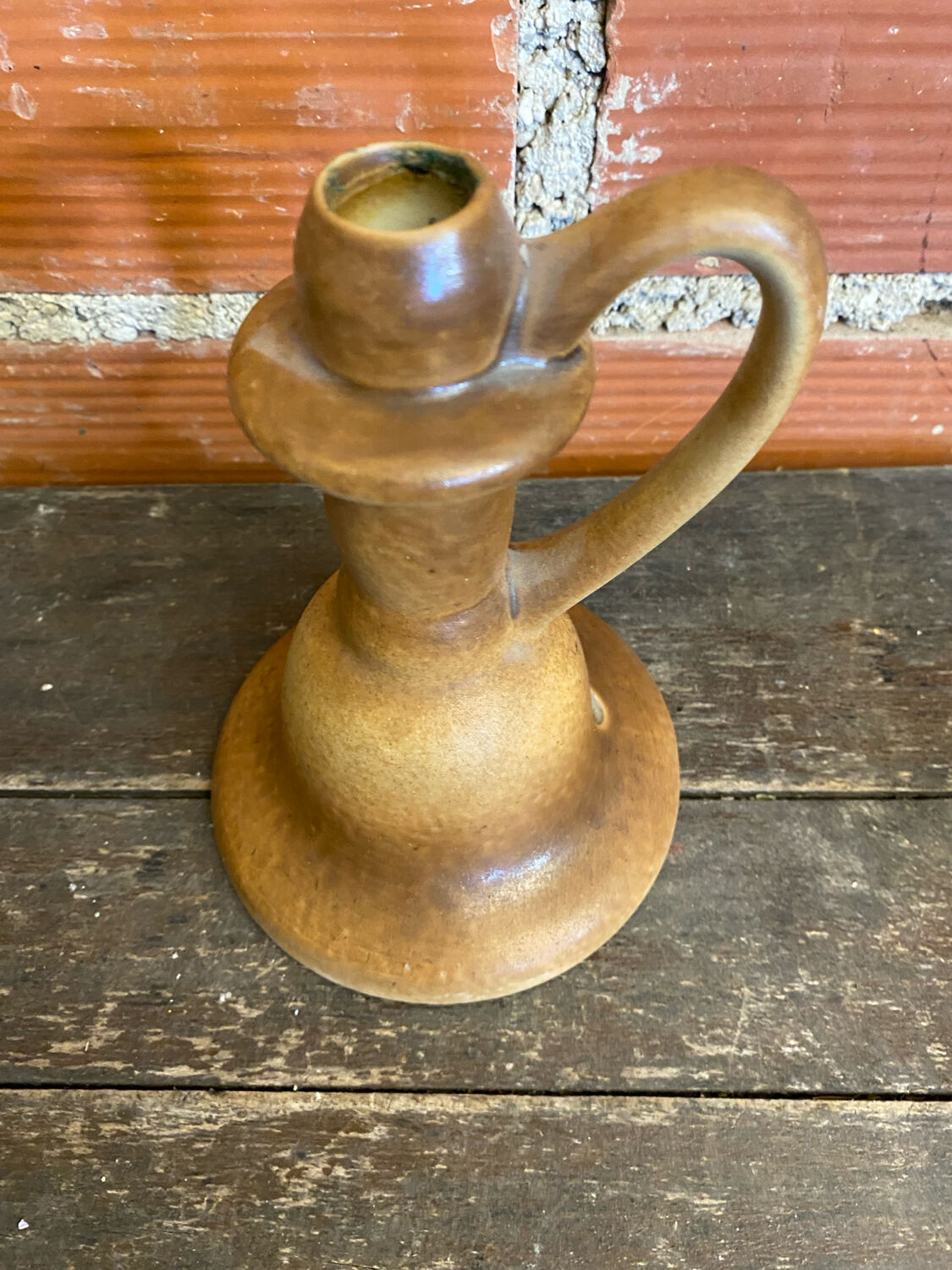 Old Lamp Base Vintage Beige Ceramic Candle Holder #D833