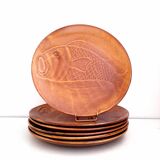 Set of 6 stoneware dinner plates with fish motif