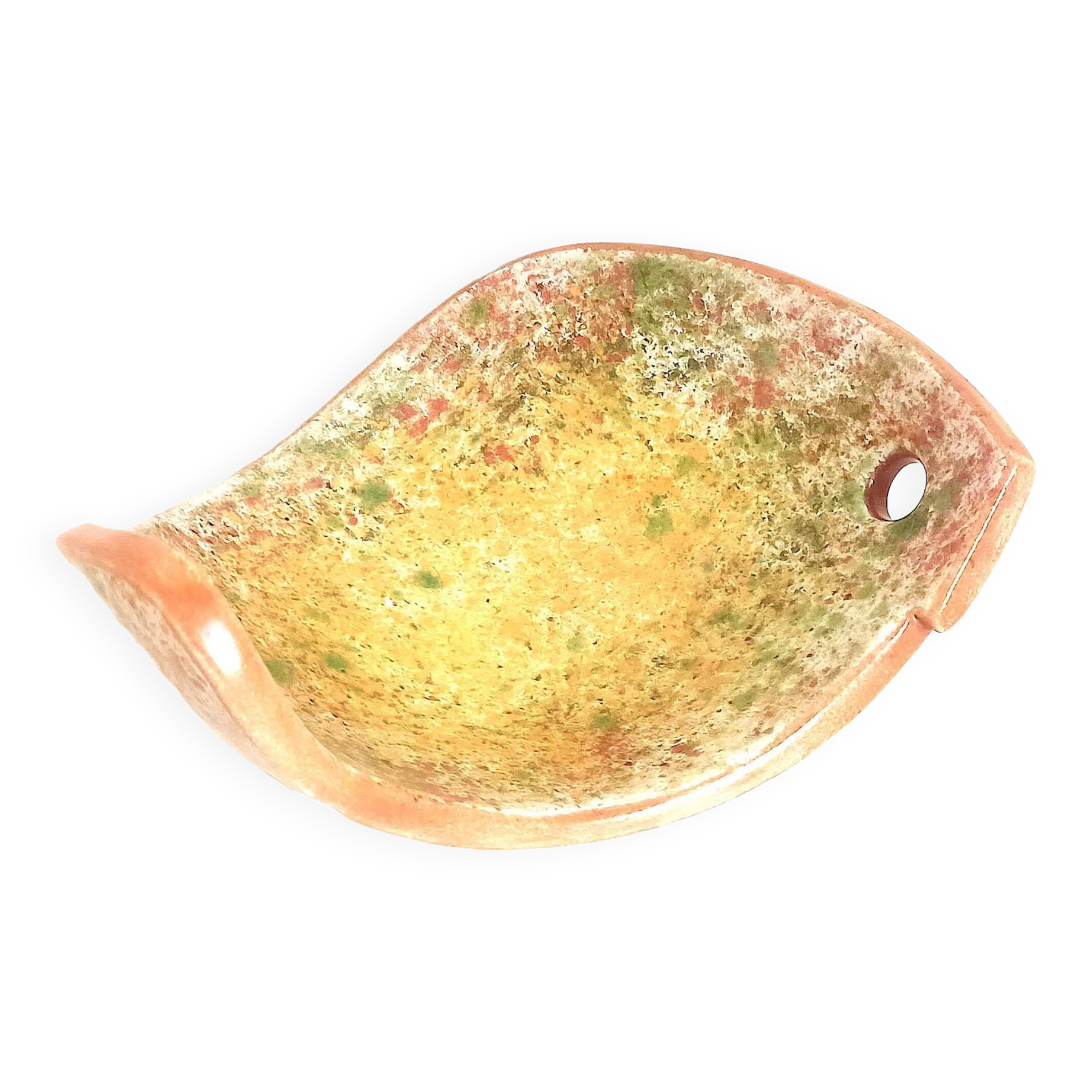 Empty ceramic pocket signed LB for Bernard Lecuyer fish shape 1960s