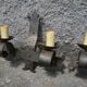 Three vintage hammered wrought iron sconces
