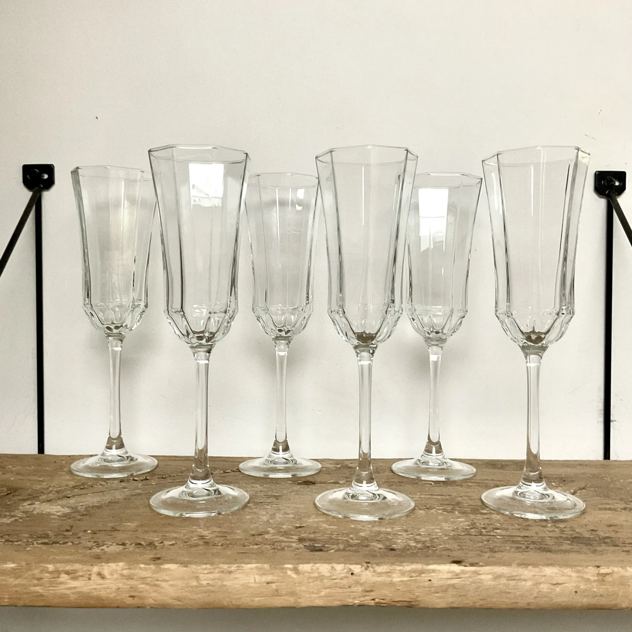 6 Vintage Octime Luminarc Champagne Flutes