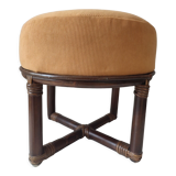 Rattan pouf with velvet