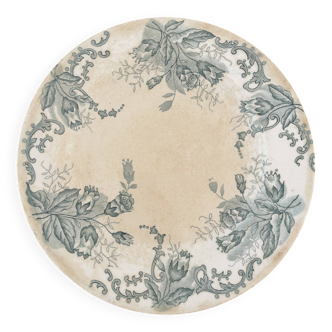 Assiette plate en terre de fer fleurs
