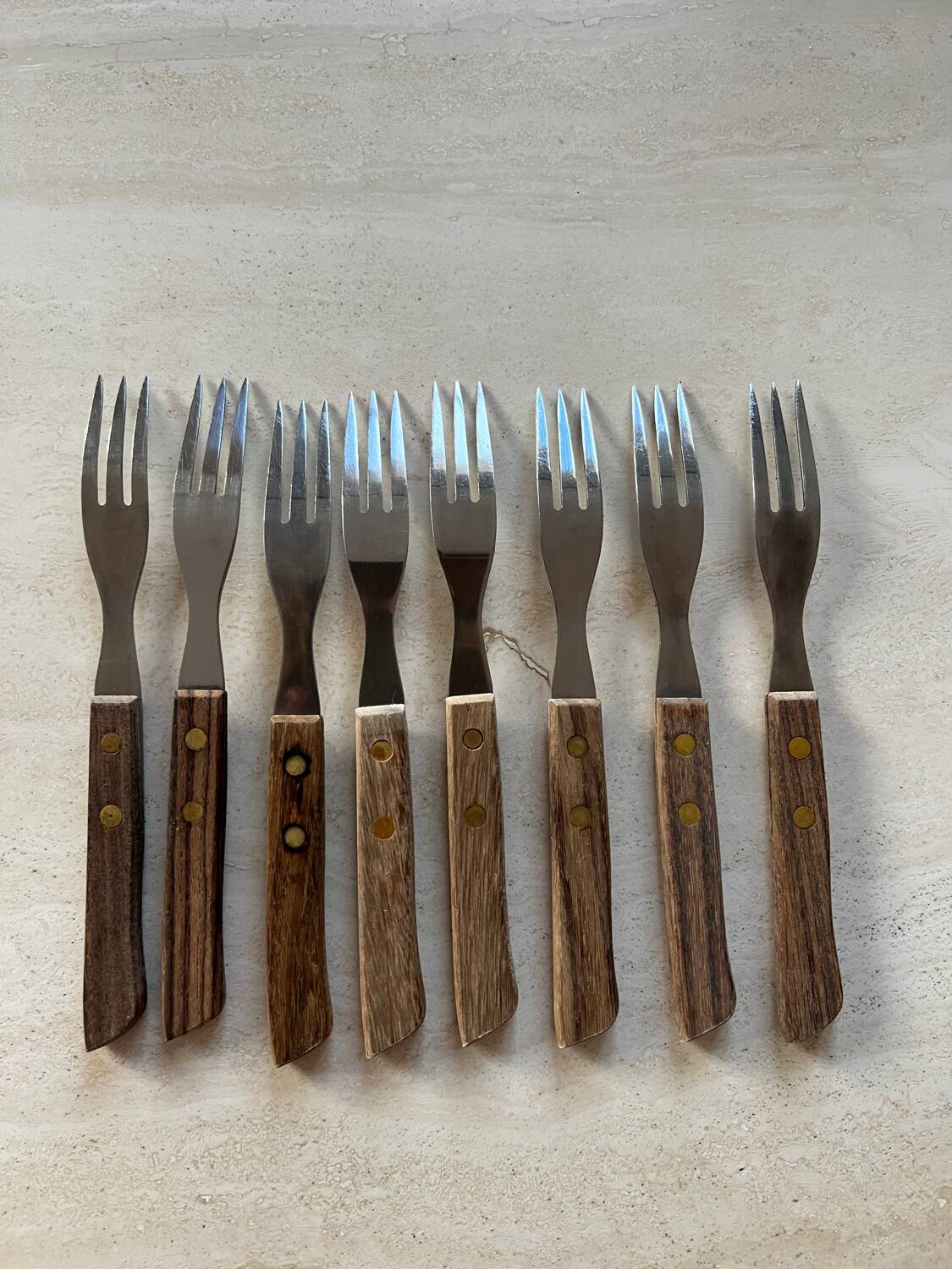 Vintage Japanese stainless steel wood forks