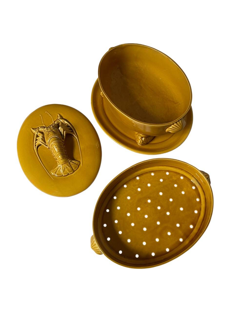 Fish kettle with lobster decoration in Proceram earthenware, 1970s