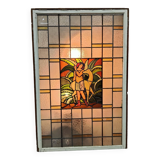 Large 19th century stained glass window The woman and the doe