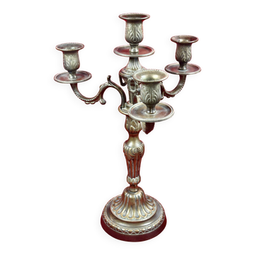 Bronze Candelabrum Chandelier 3 Branches, 4 Lights Louis XVI Style - 40cm