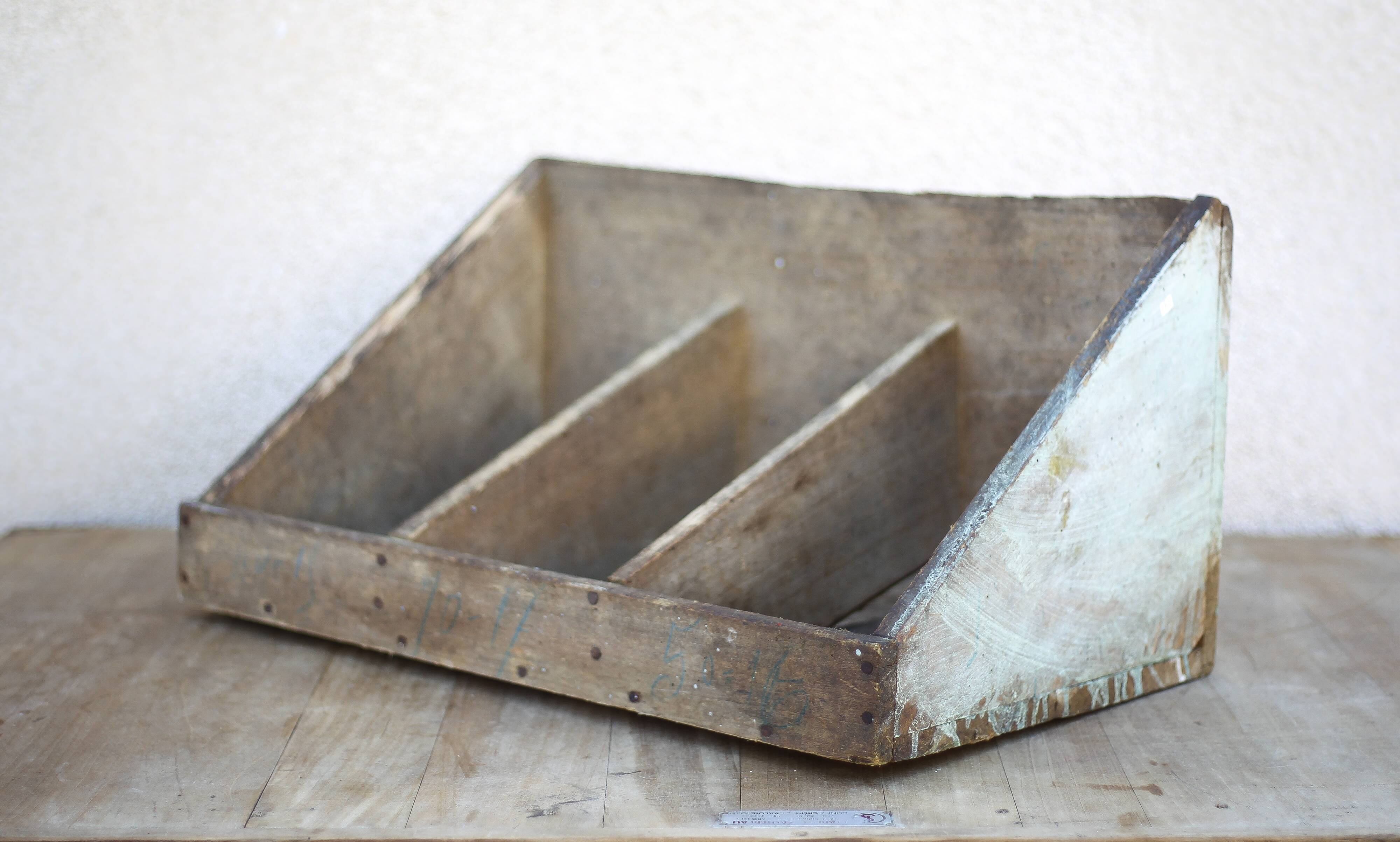 Wooden storage bin, vintage storage furniture, tool storage