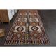 1970s Vintage Turkish Oushak Handmade Wool Cotton Brown Runner Rug 135x300