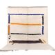 Handwoven natural wool rug with colourful patterns, size 1.4/2.6 m.