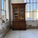 Old XL Napoleonic oak glass bookcase, 19th century