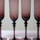 Set of 6 large vintage 70s-80s champagne flutes, violet blown glass
