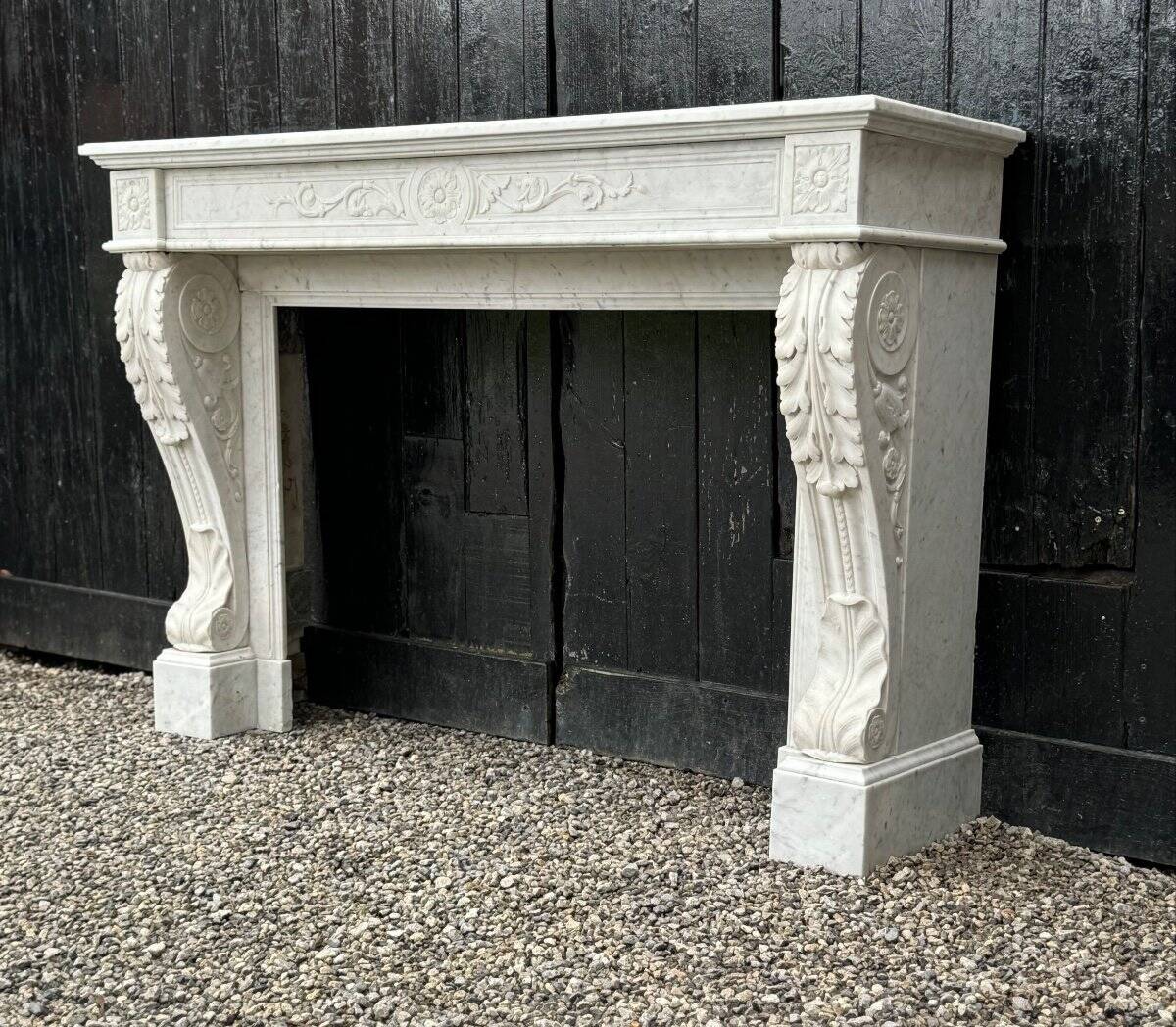 Louis XVI Fireplace In White Carrara Marble Circa 1880