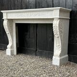 Louis XVI Fireplace In White Carrara Marble Circa 1880