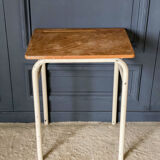 School desk 1960 white lacquered metal wooden top
