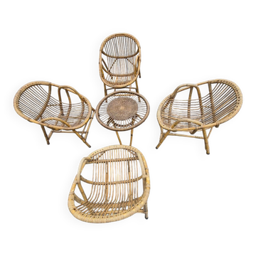 Vintage garden furniture in rattan