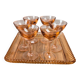 Plateau Portieux rose + 6 verres assortis
