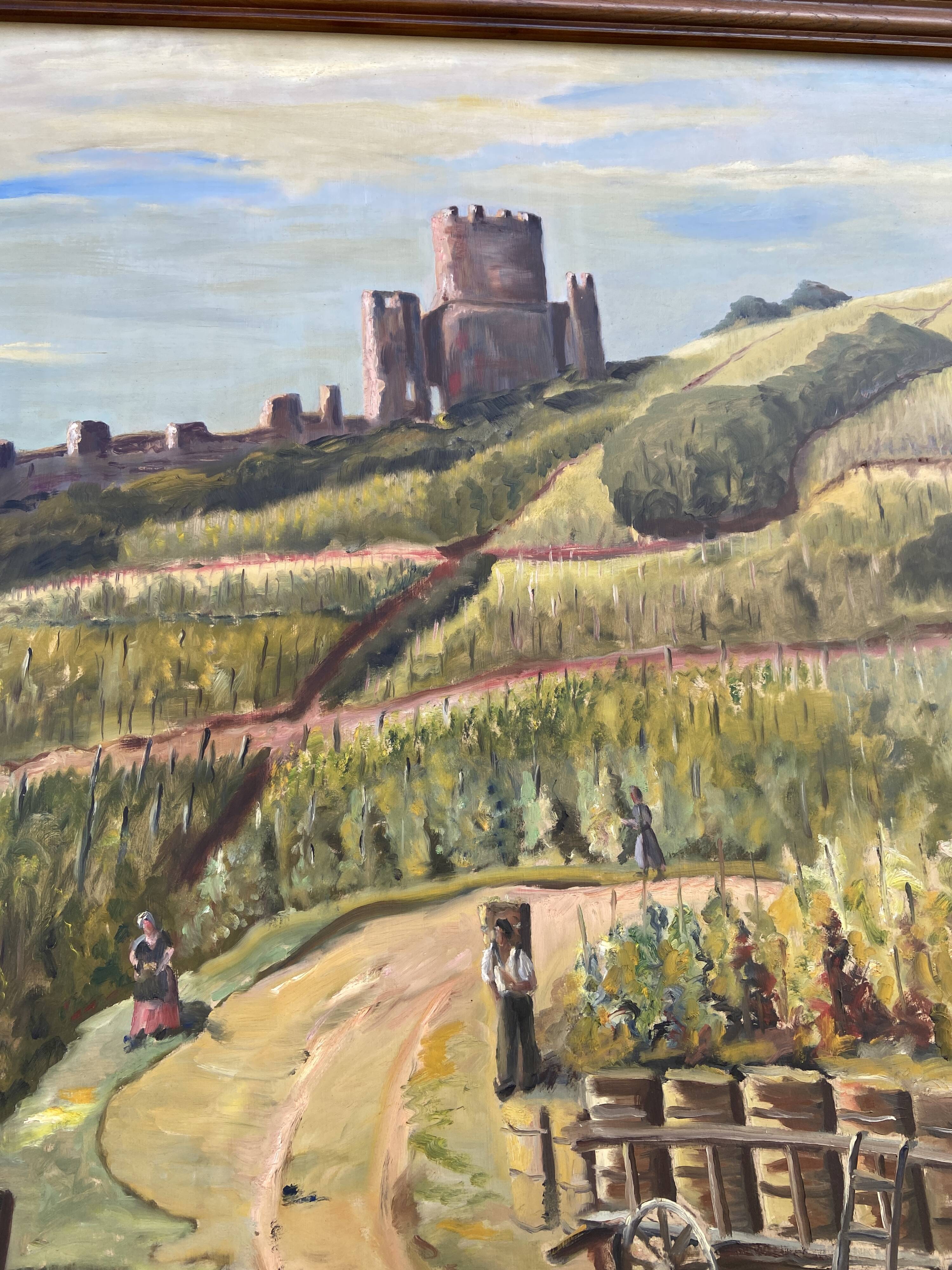 XXXL painting Alsatian landscape VINE Viticulture Harvest Vineyard By Théo