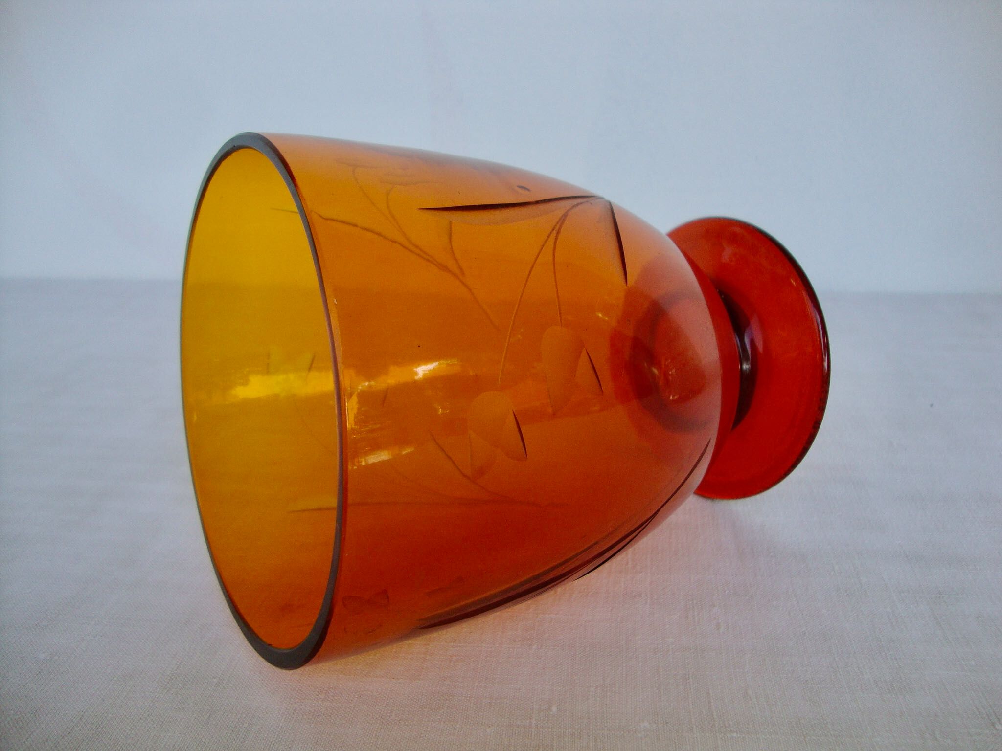 Blown and chiseled crystal vase