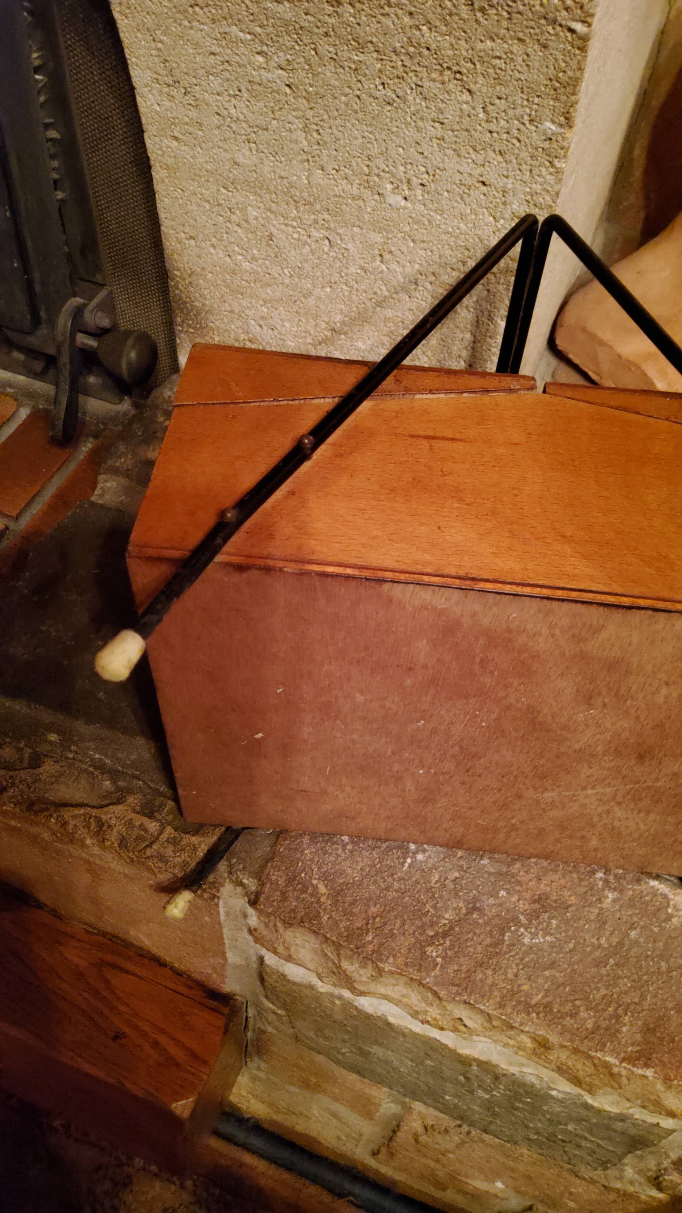 Sewing box from the 50s in wood and black metal