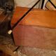 Sewing box from the 50s in wood and black metal