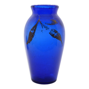 vase en verre ancien - bleu