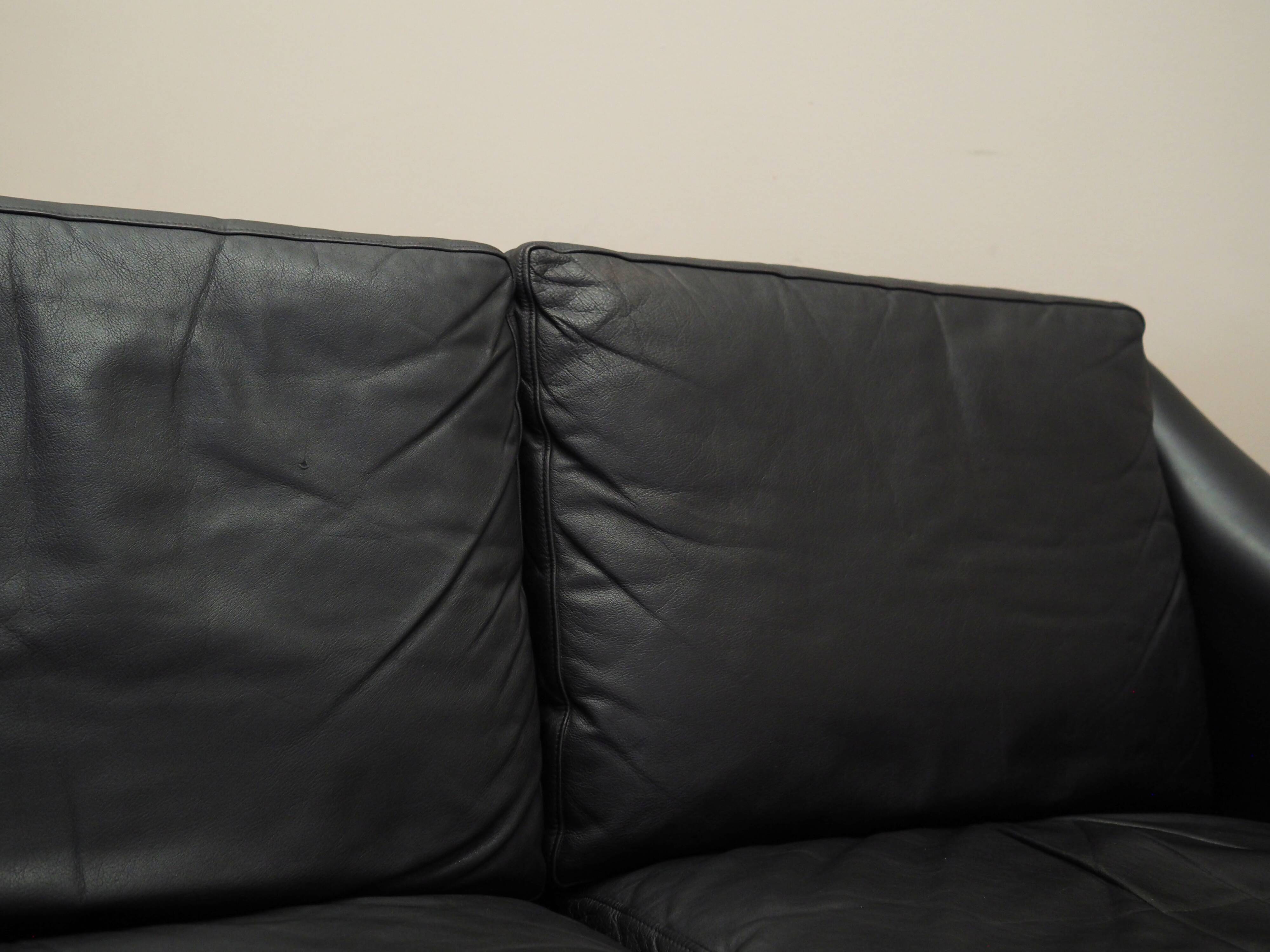 Black leather sofa, Danish design, 1960s, manufacturer: Eran Møbler, design